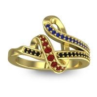 Garnet Fashion Ring In 14k Yellow Gold With Blue Sapphire And Black Onyx – Jatila Simple Ring