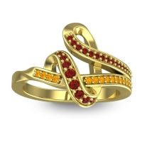 Garnet Fashion Ring In 14k Yellow Gold With Citrine – Jatila Simple Ring