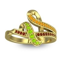 Peridot Fashion Ring In 14k Yellow Gold With Citrine And Garnet – Jatila Simple Ring