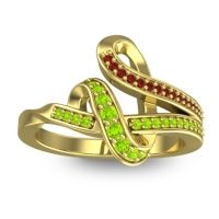 Peridot Fashion Ring In 14k Yellow Gold With Garnet – Jatila Simple Ring