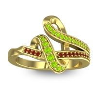 Peridot Fashion Ring In 14k Yellow Gold With Garnet – Jatila Simple Ring
