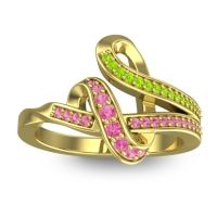 Pink Tourmaline Fashion Ring In 14k Yellow Gold With Peridot – Jatila Simple Ring