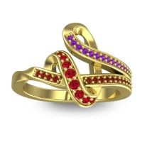 Ruby Fashion Ring In 14k Yellow Gold With Amethyst And Garnet – Jatila Simple Ring