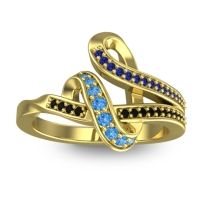 Swiss Blue Topaz Fashion Ring In 14k Yellow Gold With Blue Sapphire And Black Onyx – Jatila Simple Ring