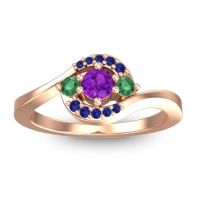 Amethyst Fashion Ring In 18K Rose Gold With Emerald And Blue Sapphire – Amajur Dainty Ring
