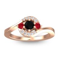 Black Onyx Fashion Ring In 14K Rose Gold With Ruby And Lab Diamond – Amajur Dainty Ring