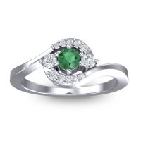 Emerald Fashion Ring In 14k White Gold With Lab Diamond And Diamond – Amajur Dainty Ring