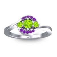Peridot Fashion Ring In 14k White Gold With Amethyst – Amajur Dainty Ring