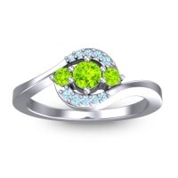 Peridot Fashion Ring In 14k White Gold With Aquamarine – Amajur Dainty Ring