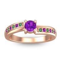 Amethyst Fashion Ring In 18K Rose Gold With Emerald – Sura Dainty Ring