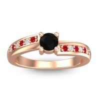 Black Onyx Fashion Ring In 18K Rose Gold With Ruby And Diamond – Sura Dainty Ring