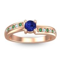 Blue Sapphire Fashion Ring In 18K Rose Gold With Emerald And Aquamarine – Sura Dainty Ring