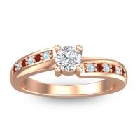 Diamond Fashion Ring In 14K Rose Gold With Aquamarine And Garnet – Sura Dainty Ring