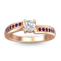Diamond Fashion Ring In 14K Rose Gold With Garnet And Blue Sapphire – Sura Dainty Ring