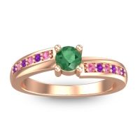 Emerald Fashion Ring In 14K Rose Gold With Pink Tourmaline And Amethyst – Sura Dainty Ring