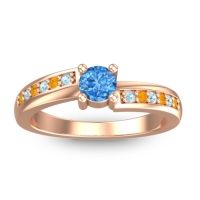 Swiss Blue Topaz Fashion Ring In 18K Rose Gold With Aquamarine And Citrine – Sura Dainty Ring