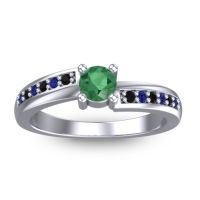 Emerald Fashion Ring In 14k White Gold With Black Onyx And Blue Sapphire – Sura Dainty Ring