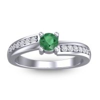 Emerald Fashion Ring In 14k White Gold With Lab Diamond And Diamond – Sura Dainty Ring