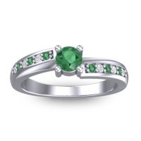Emerald Fashion Ring In 14k White Gold With Diamond – Sura Dainty Ring