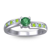 Emerald Fashion Ring In 14k White Gold With Peridot And Aquamarine – Sura Dainty Ring