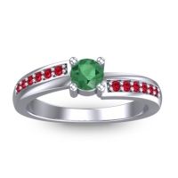 Emerald Fashion Ring In 14k White Gold With Ruby – Sura Dainty Ring