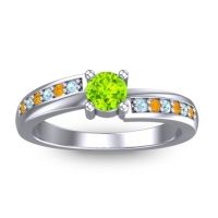 Peridot Fashion Ring In Platinum With Aquamarine And Citrine – Sura Dainty Ring