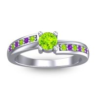 Peridot Fashion Ring In 14k White Gold With Amethyst – Sura Dainty Ring