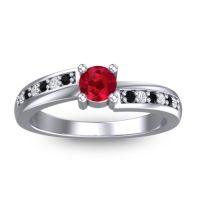 Ruby Fashion Ring In 14k White Gold With Black Onyx And Diamond – Sura Dainty Ring
