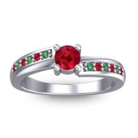 Ruby Fashion Ring In 14k White Gold With Emerald – Sura Dainty Ring