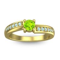 Peridot Fashion Ring In 18k Yellow Gold With Aquamarine – Sura Dainty Ring