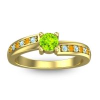 Peridot Fashion Ring In 18k Yellow Gold With Aquamarine And Citrine – Sura Dainty Ring