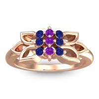 Amethyst Fashion Ring In 18K Rose Gold With Blue Sapphire – Prasuat Simple Ring