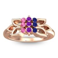 Amethyst Fashion Ring In 18K Rose Gold With Blue Sapphire And Pink Tourmaline – Prasuat Simple Ring