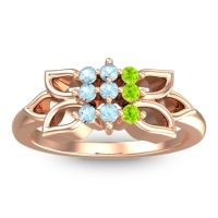 Aquamarine Fashion Ring In 18K Rose Gold With Peridot – Prasuat Simple Ring