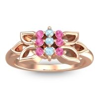 Aquamarine Fashion Ring In 18K Rose Gold With Pink Tourmaline – Prasuat Simple Ring