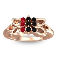 Black Onyx Fashion Ring In 18K Rose Gold With Ruby – Prasuat Simple Ring