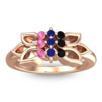 Blue Sapphire Fashion Ring In 18K Rose Gold With Black Onyx And Pink Tourmaline – Prasuat Simple Ring