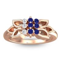 Blue Sapphire Fashion Ring In 18K Rose Gold With Diamond – Prasuat Simple Ring