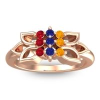 Blue Sapphire Fashion Ring In 18K Rose Gold With Citrine And Ruby – Prasuat Simple Ring