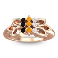 Citrine Fashion Ring In 18K Rose Gold With Diamond And Black Onyx – Prasuat Simple Ring