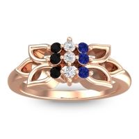 Lab Diamond Fashion Ring In 18K Rose Gold With Blue Sapphire And Black Onyx – Prasuat Simple Ring