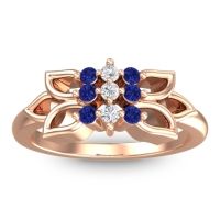Diamond Fashion Ring In 18K Rose Gold With Blue Sapphire – Prasuat Simple Ring
