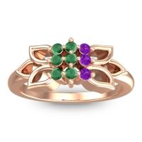 Emerald Fashion Ring In 18K Rose Gold With Amethyst – Prasuat Simple Ring