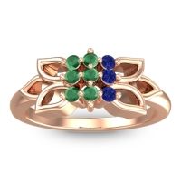 Emerald Fashion Ring In 18K Rose Gold With Blue Sapphire – Prasuat Simple Ring