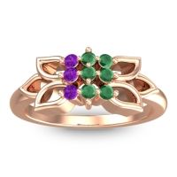 Emerald Fashion Ring In 18K Rose Gold With Amethyst – Prasuat Simple Ring