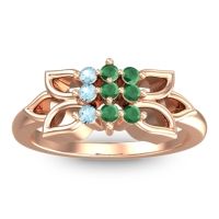Emerald Fashion Ring In 18K Rose Gold With Aquamarine – Prasuat Simple Ring