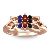 Garnet Fashion Ring In 18K Rose Gold With Black Onyx And Blue Sapphire – Prasuat Simple Ring