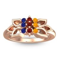 Garnet Fashion Ring In 18K Rose Gold With Citrine And Blue Sapphire – Prasuat Simple Ring