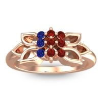 Garnet Fashion Ring In 18K Rose Gold With Blue Sapphire – Prasuat Simple Ring