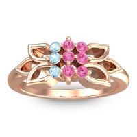 Pink Tourmaline Fashion Ring In 18K Rose Gold With Aquamarine – Prasuat Simple Ring